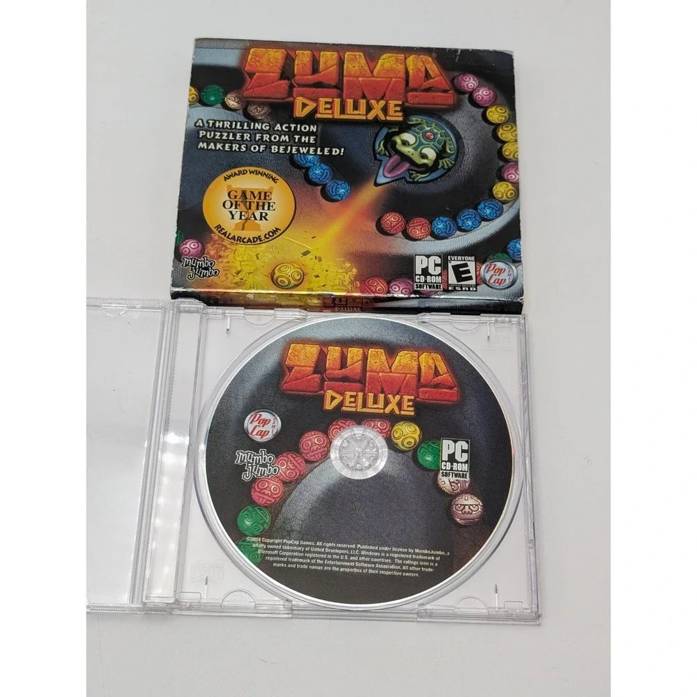 Zuma Deluxe Pop Cap Jumbo PC CD ROM Computer Video Game 2004 PopCap Game Sleeve